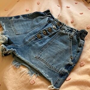Vintage Havanas paperbag waist denim shorts